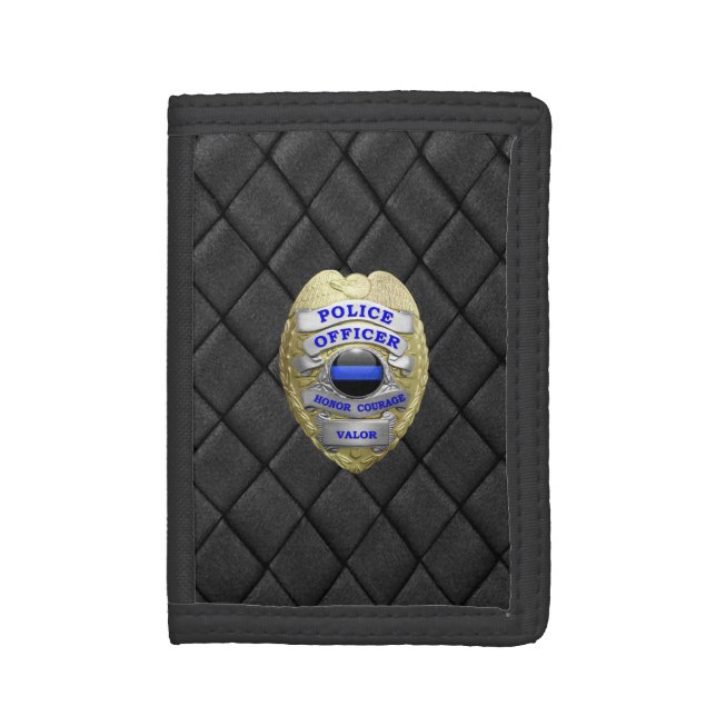 Thin Blue Line Badge Trifold Wallet (Front Vertical)