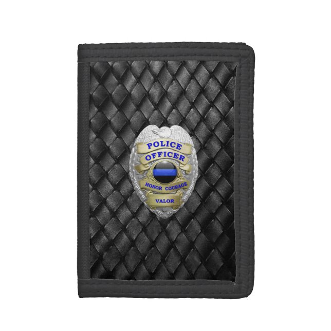 Thin Blue Line Badge Trifold Wallet (Front Vertical)