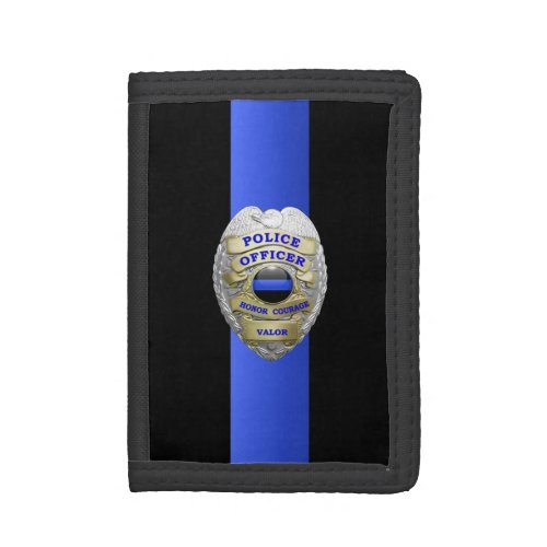 Thin Blue Line Badge Trifold Wallet