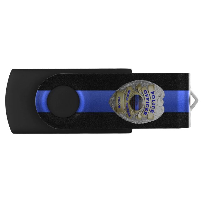 Thin Blue Line Badge USB Flash Drive (Front)