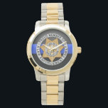 Thin Blue Line Badge Watch<br><div class="desc">You won't be able to keep this watch on your wrist long enough to tell what time it is. Everyone will want to look atit. This is an original design and you can only get it here.</div>