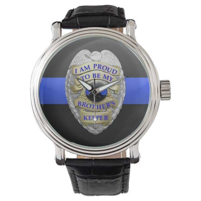 Thin Blue Line Badge Watch (Front)