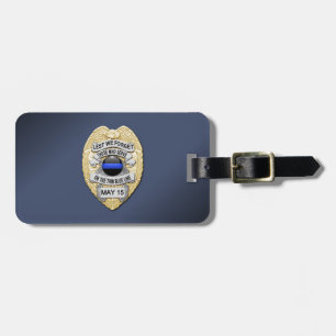 Thin Blue Line Badge with Button on Reverse Luggage Tag