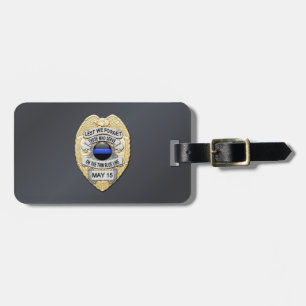 Thin Blue Line Badge with Button on Reverse Luggage Tag