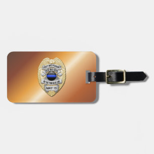 Thin Blue Line Badge with Button on Reverse Luggage Tag