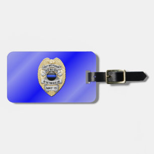 Thin Blue Line Badge with Button on Reverse Luggage Tag
