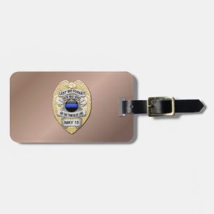 Thin Blue Line Badge with Button on Reverse Luggage Tag
