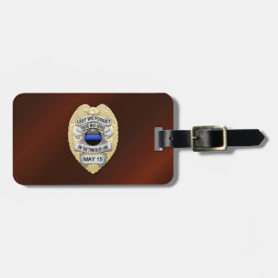Thin Blue Line Badge with Button on Reverse Luggage Tag