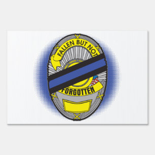 Thin Blue Line Badge Yard Sign