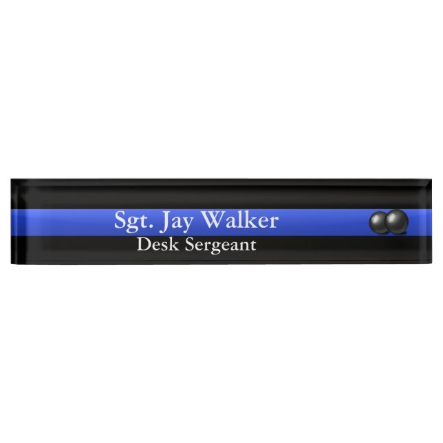 Thin Blue Line - Balls of Steel Desk Name Plate (Front)