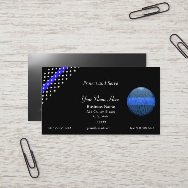 Thin Blue Line Beautiful St. Michael Police Business Card (Front/Back In Situ)