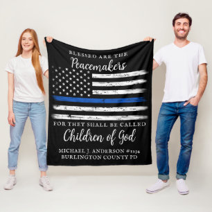 Thin Blue Line Blessed Are The Peacemakers Police Fleece Blanket