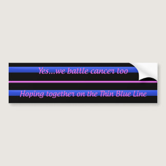Thin Blue Line - Breast Cancer Bumper Sticker