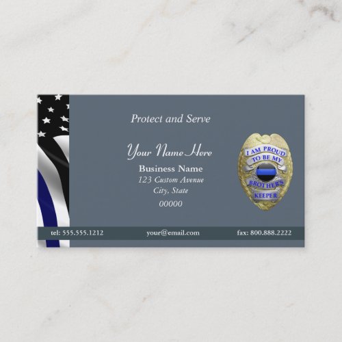 Thin Blue Line Brothers Keeper Badge Business Card