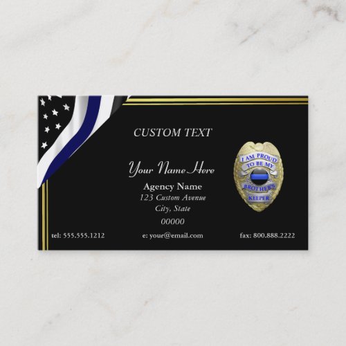 Thin Blue Line Brothers Keeper Badge Business Card