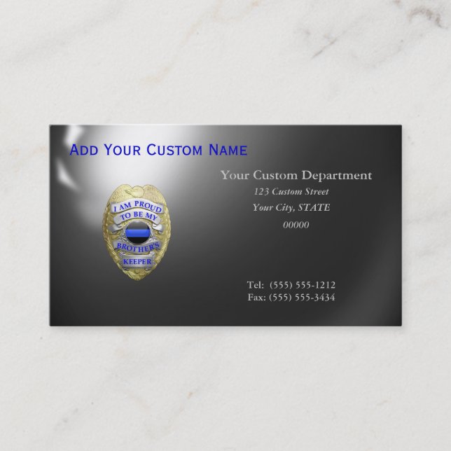 Thin Blue Line Brothers Keeper Badge Business Card (Front)