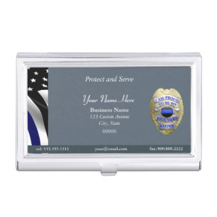 Thin Blue Line Brother's Keeper Badge Business Card Case