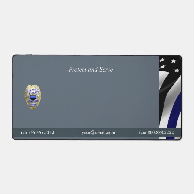 Thin Blue Line Brother's Keeper Badge Desk Mat (Front)