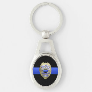 Thin Blue Line Brothers Keeper Badge Keychain