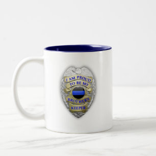 Thin Blue Line Brothers Keeper Badge Two-Tone Coffee Mug
