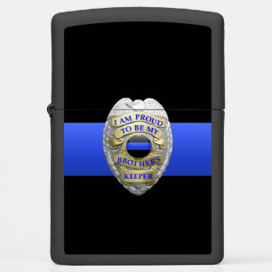 Thin Blue Line Brothers Keeper Badge Zippo Lighter