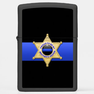 Thin Blue Line Brothers Keeper Badge Zippo Lighter