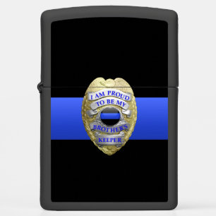 Thin Blue Line Brothers Keeper Badge Zippo Lighter