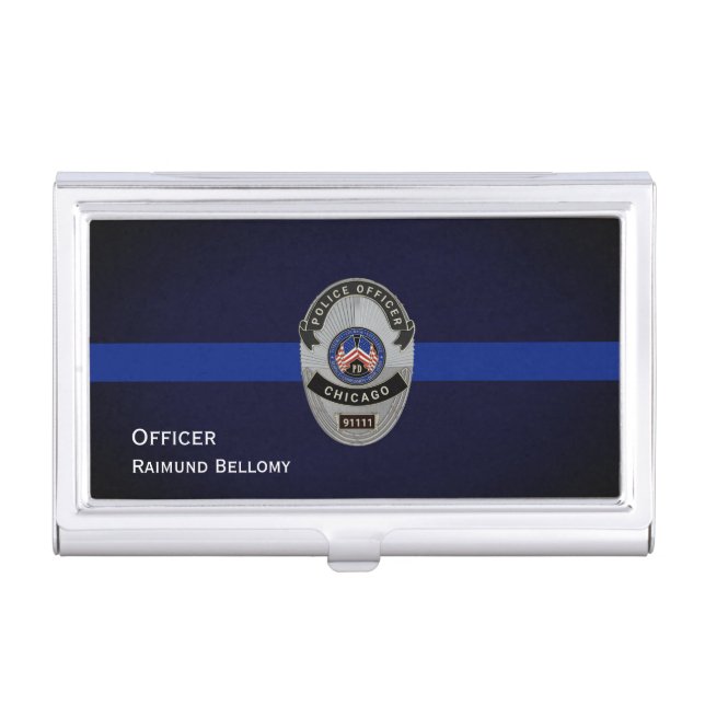 Thin Blue Line Business Card Case (Front)