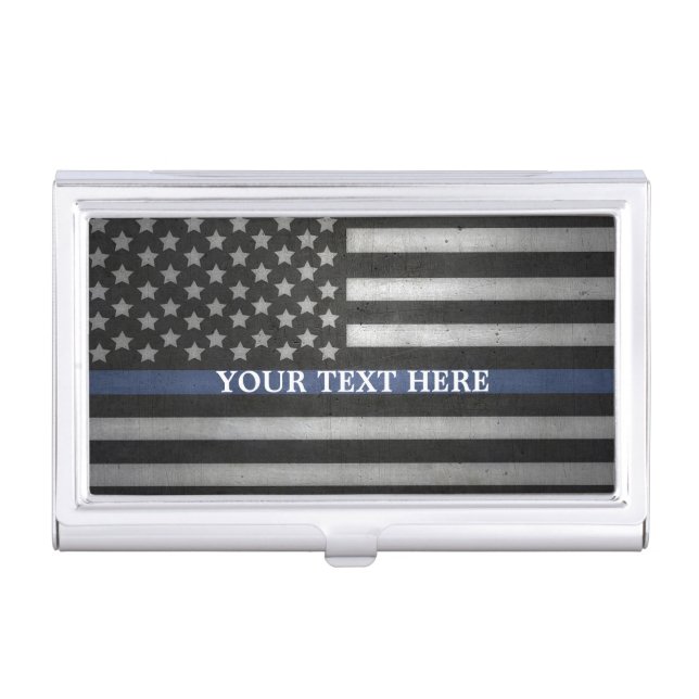 Thin Blue Line Business Card Holder (Front)