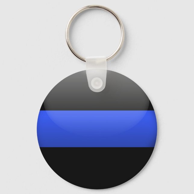 Thin Blue Line Button Keychain (Front)