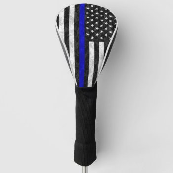 Thin Blue Line Camo Flag Golf Head Cover by ThinBlueLineDesign at Zazzle