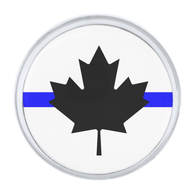 Thin blue line - Canada version Silver Finish Lapel Pin (Front)