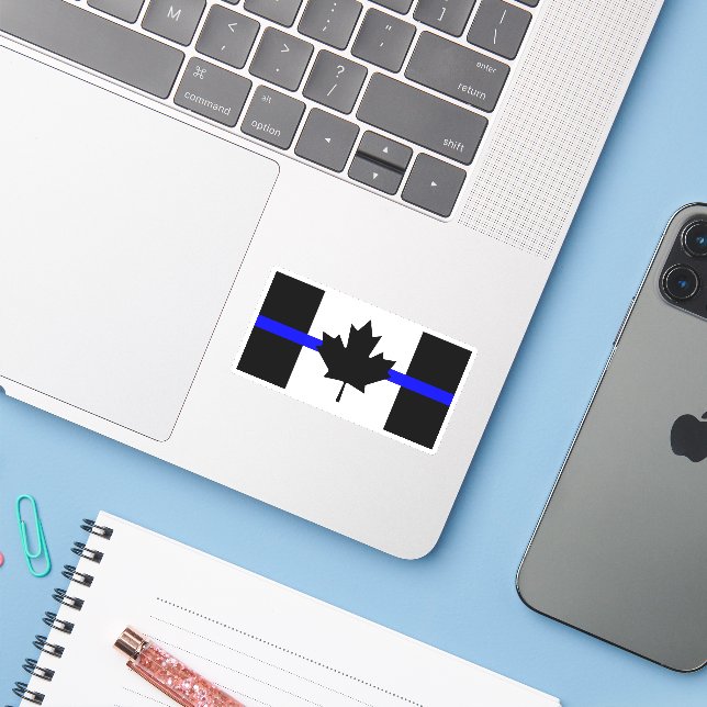 Thin blue line - Canada version Sticker (Laptop w/ iPhone)
