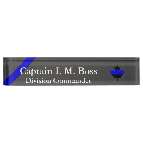 Thin Blue Line Canadian Maple Leaf Desk Name Plate