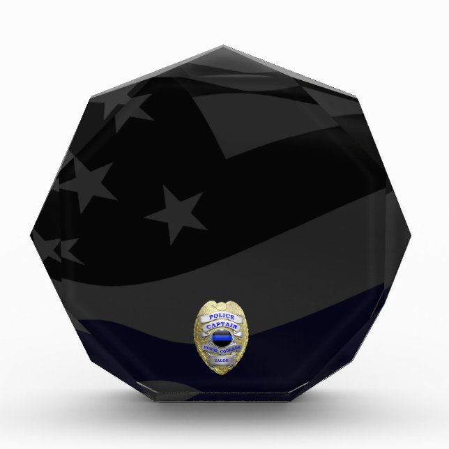 Thin Blue Line Captain Badge Acrylic Award (Front)
