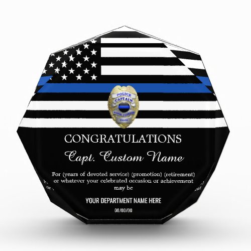 Thin Blue Line Captain Badge Acrylic Award