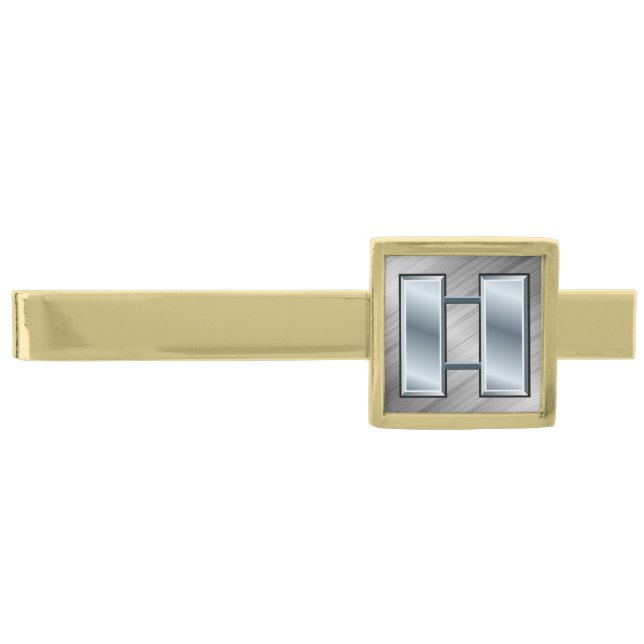 Thin Blue Line Captain Bars Gold Finish Tie Clip (Front)