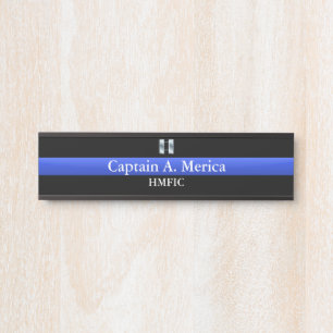 Thin Blue Line - Captain Bars Rank Door Sign