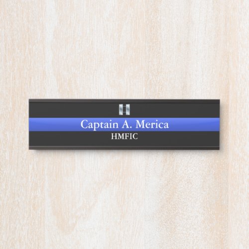 Thin Blue Line _ Captain Bars Rank Door Sign