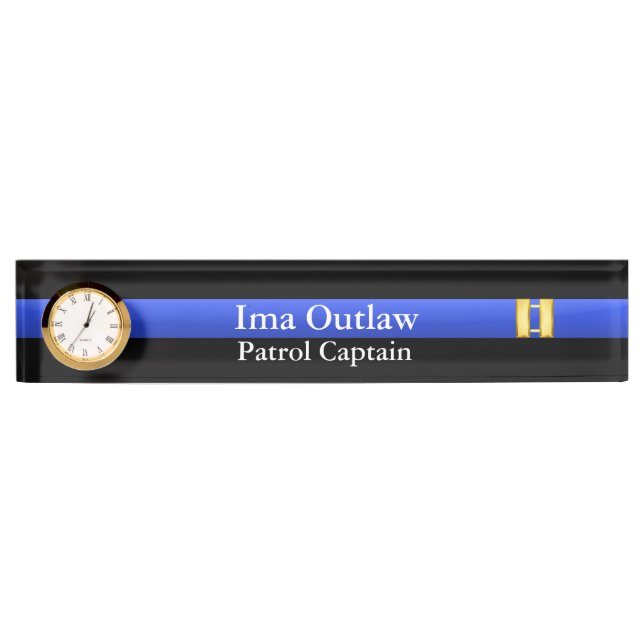 Thin Blue Line - Captain Bars Rank Name Plate (Front)