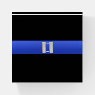 Thin Blue Line Captain Bars Rank Paperweight