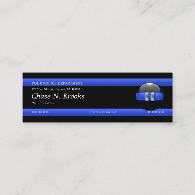 Thin Blue Line Captain Custom Business Card (Front)