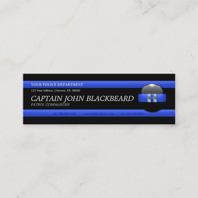 Thin Blue Line Captain Custom Business Card (Front)