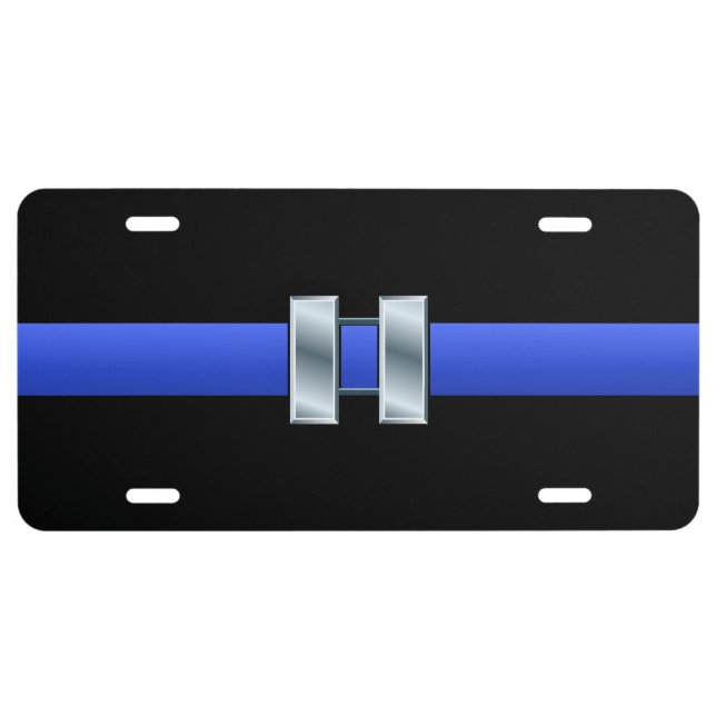 Thin Blue Line - Captain Rank Insignia License Plate (Front)