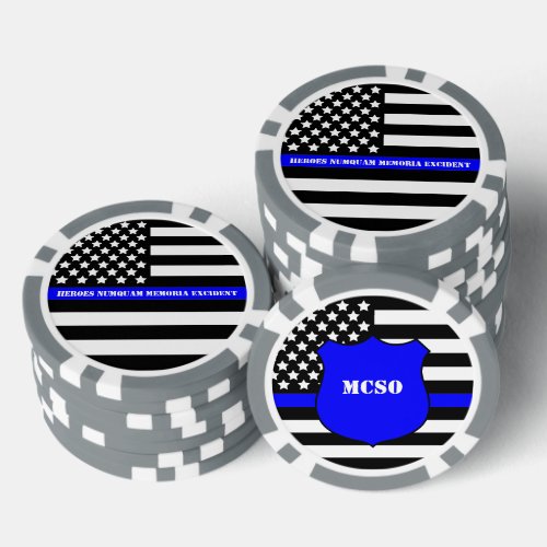 Thin Blue Line Challenge Coin Poker Chips