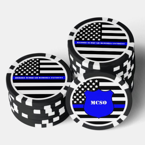 Thin Blue Line Challenge Coin Poker Chips