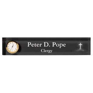 Thin Blue Line - Chaplain Cross Desk Name Plate