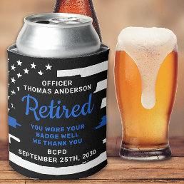 Thin Blue Line Cheers And Beers Police Retirement Can Cooler