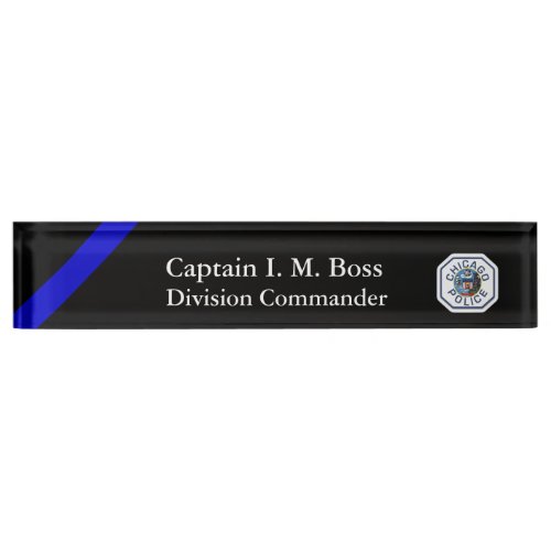 Thin Blue Line _ Chicago PD Patch Desk Name Plate