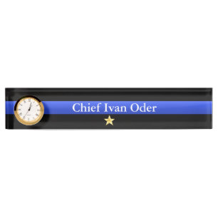 Thin Blue Line - Chief 1 Star Rank Desk Name Plate